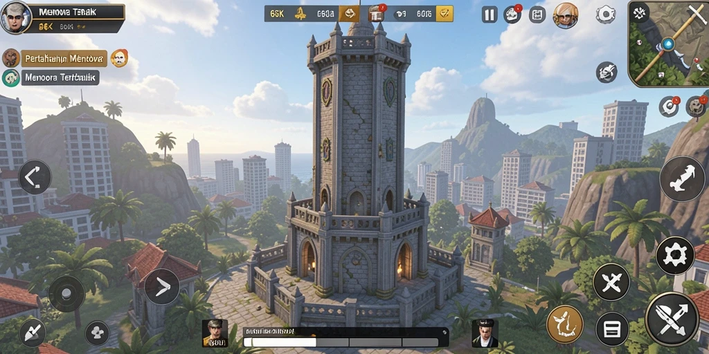 Tampilan menarik dari gameplay menara pertahanan di 66K.