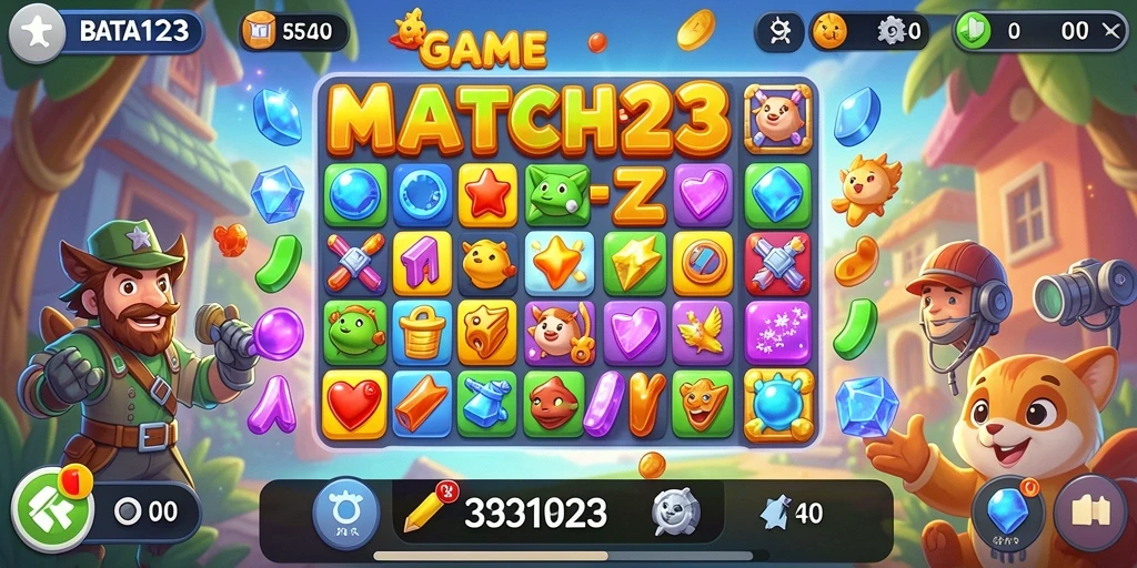Gameplay BATA123 menunjukkan aksi Match-3 penuh warna yang seru.