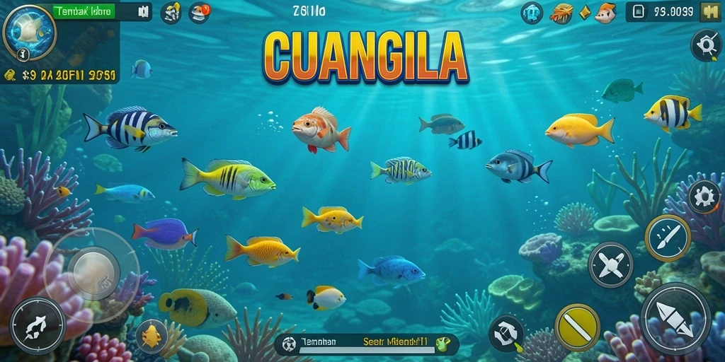 Tampilan gameplay seru dari CUANGILA dengan aksi menembak ikan.