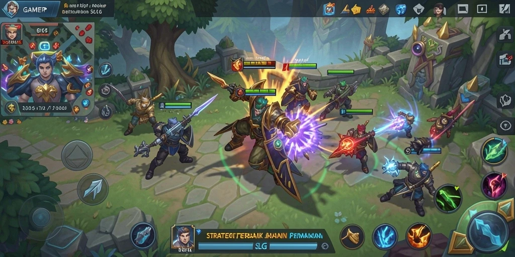 Gameplay seru dalam GAMERP menampilkan aksi pertempuran strategi.