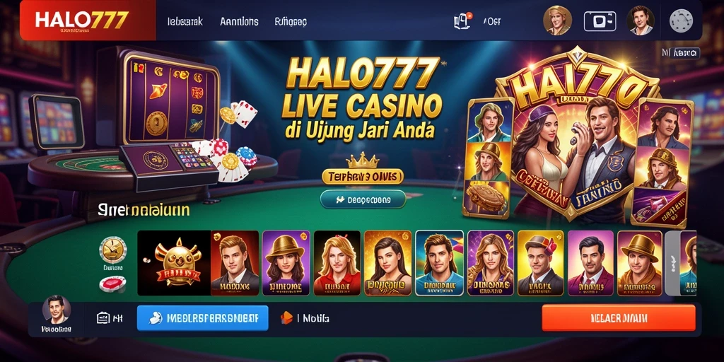 Tampilan utama HALO777 menampilkan dealer profesional dan permainan Live Casino yang mendebarkan.
