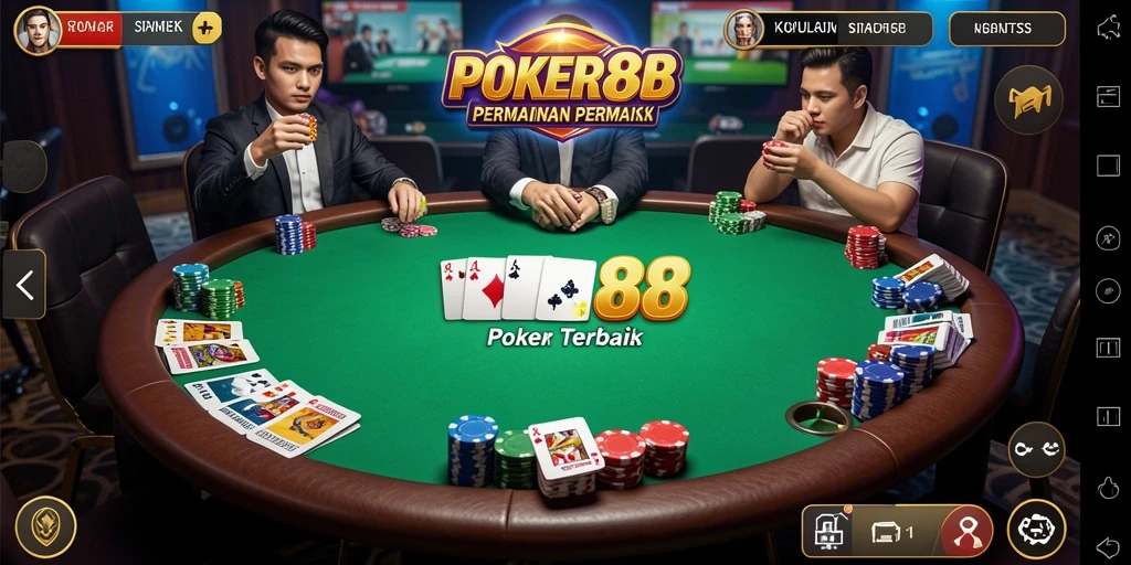 Screenshot utama POKER88 menampilkan momen seru permainan poker.