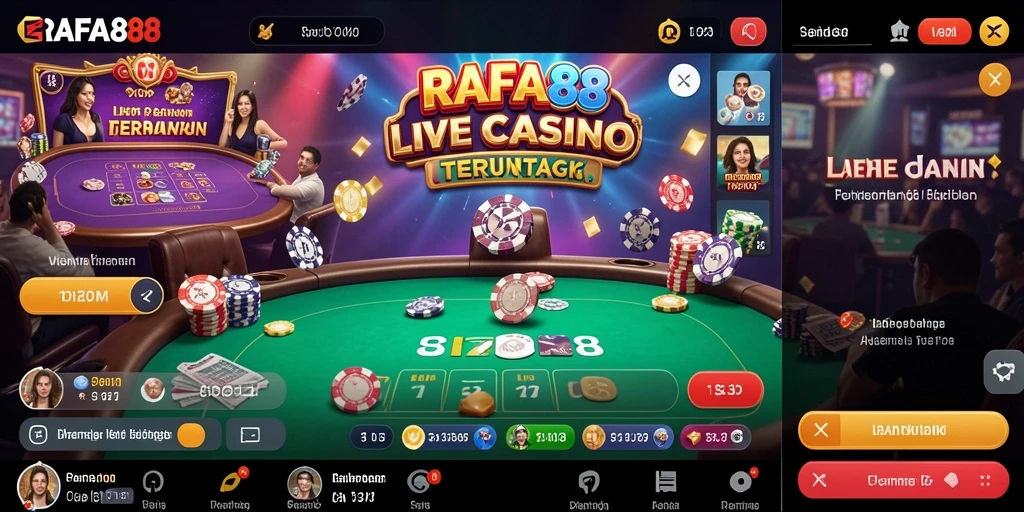 Screenshot gameplay RAFA88 menampilkan dealer langsung dan suasana kasino yang menegangkan.