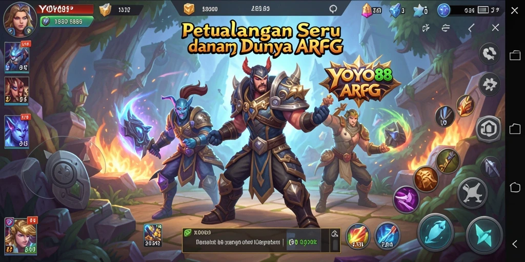Tampilan epic dari pertempuran dalam game ARPG YOYO88.